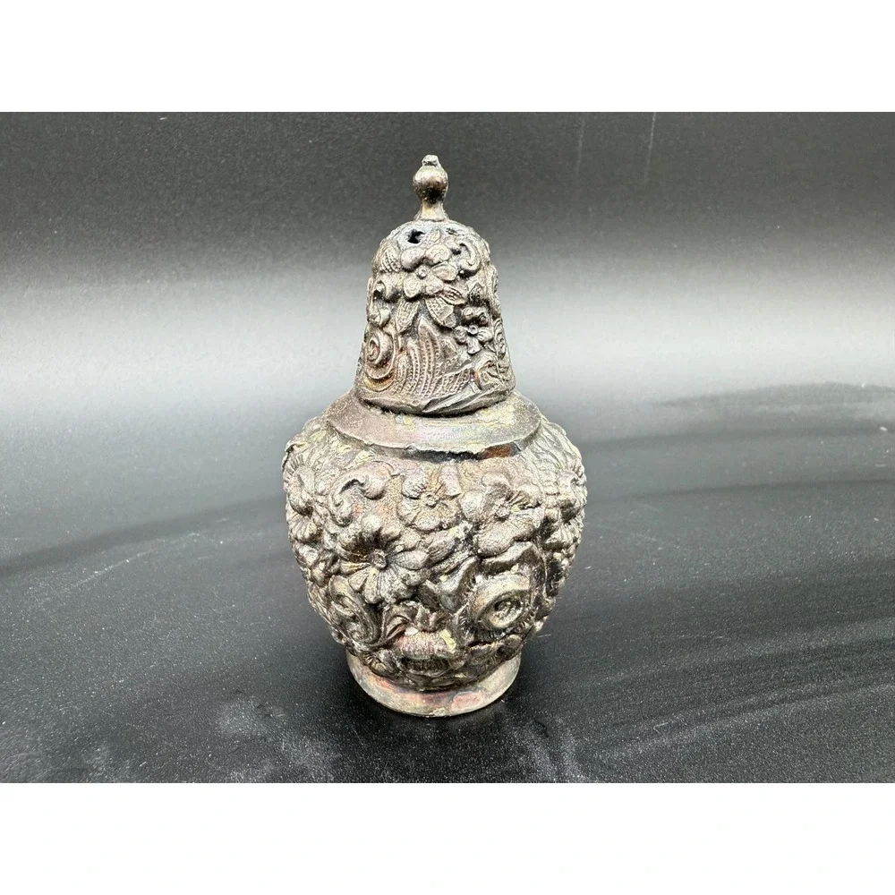 Antique Wilcox & Ball Silverplate Lidded Potpourri Jar Floral Embossed Victorian